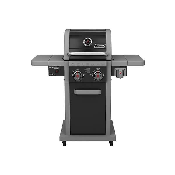  גריל גז Coleman Revolution – 2 מבערים, מדפים מתקפלים, Flare-Free™, שחור 