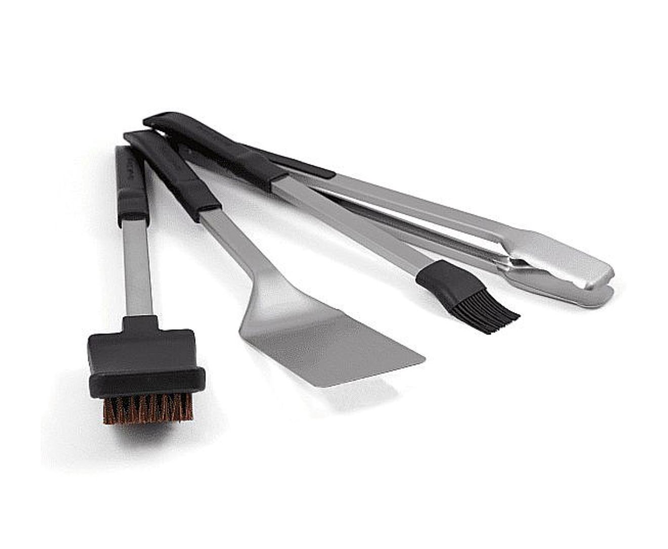 סט פרימיום 5 חלקים Broil King לגריל – מלקחיים איזי-לוק, מרית רחבה, מברשת ניקוי, מברשת רטבים וסכין קצבים