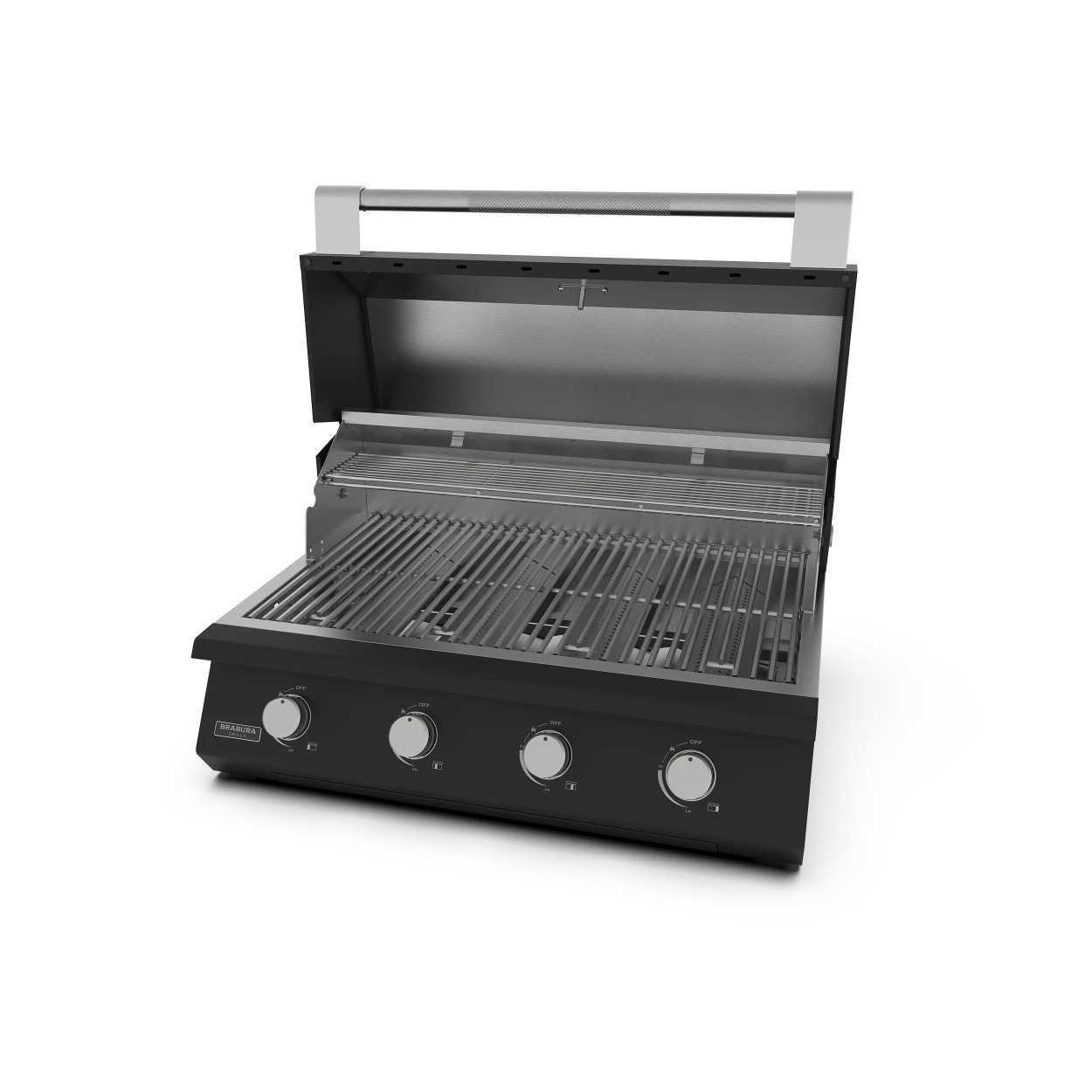 גריל גז Brabura Fusion 400 Lite 4 מבערים, גוף נירוסטה מצופה בצבע שחור, שטח צלייה 77×46 ס״מ