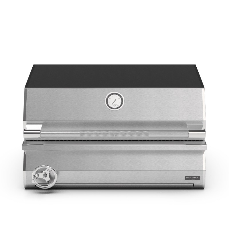 גריל פחמים Brabura Ember 800 Built‑In / Portable — משטח צלייה 77×46 ס״מ, רשתות נירוסטה עבות