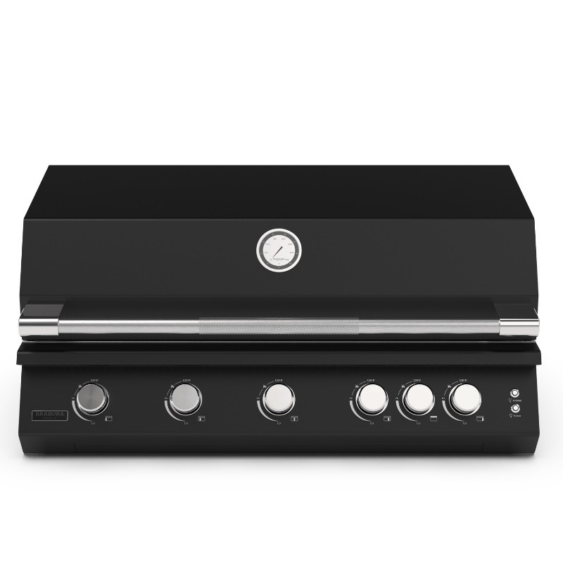 גריל גז Brabura Fusion 500 RM — 5 מבערים + אינפרא‑אדום אחורי, גוף מצופה פלדה שחורה + חלקים מנירוסטה