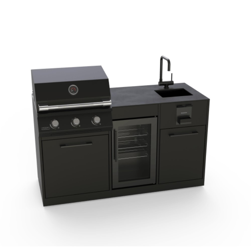 מטבח חוץ Brabura Lite Series 300 — כולל גריל, כיור, מקרר ויחידות אחסון
